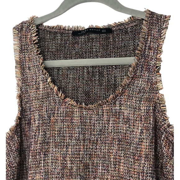 Zara Multicolor Tweed Frayed Sleeveless Tank Top Size XS - Picture 7 of 13